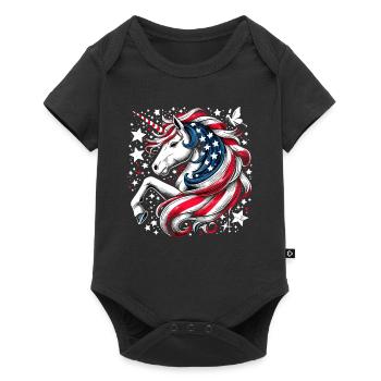 Magical Patriotism American Unicorn USA - Baby Premium short-sleeve bodysuit - black - Front