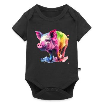 Cochon Coloré Aquarelle Oeuvre Coloré - Body à manches courtes Premium Bébé - noir - Devant