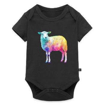 Schaf mit Regenbogen Shepherd-Farmtier - Baby Premium Kurzarmbody - Schwarz - Vorne