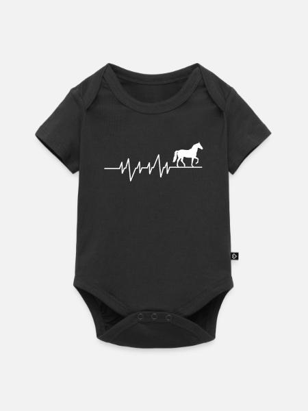 Ich mag Pferde Herzschlag - Baby Premium Kurzarmbody - Schwarz