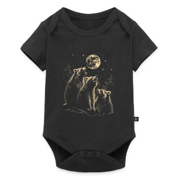 3 Raccoons Moon Howling Funny Illustration - Baby Premium short-sleeve bodysuit - black - Front