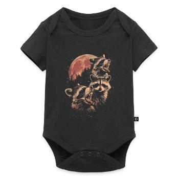 3 ratons laveurs lune hurlant mignon tête drôle - Body à manches courtes Premium Bébé - noir - Devant