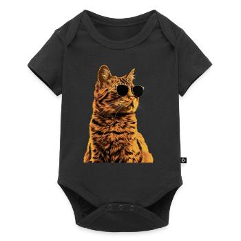 Sonnenbrille mit Somali-Katze Geschenk - Baby Premium Kurzarmbody - Schwarz - Vorne