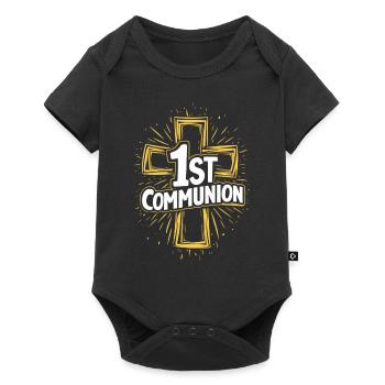First Communion Cross Design - Baby Premium short-sleeve bodysuit - black - Front