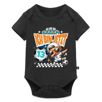 Fußball 13. Geburtstag Bääm Ich Bin Jetzt 13 - Baby Premium Kurzarmbody - Schwarz - Vorne