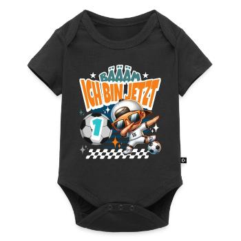 Fußball 1. Geburtstag Bääm Ich Bin Jetzt 1 - Baby Premium Kurzarmbody - Schwarz - Vorne