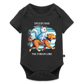 DOG CAT SPEEDY DUO THE FINISH LINE - Baby Premium short-sleeve bodysuit - black - Front