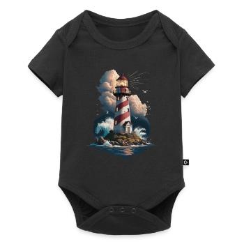 Leuchtturm Ostsee Nordsee - Baby Premium Kurzarmbody - Schwarz - Vorne
