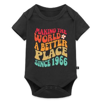 1966 Anniversaire Vintage Hippie Groovy - Body à manches courtes Premium Bébé - noir - Devant