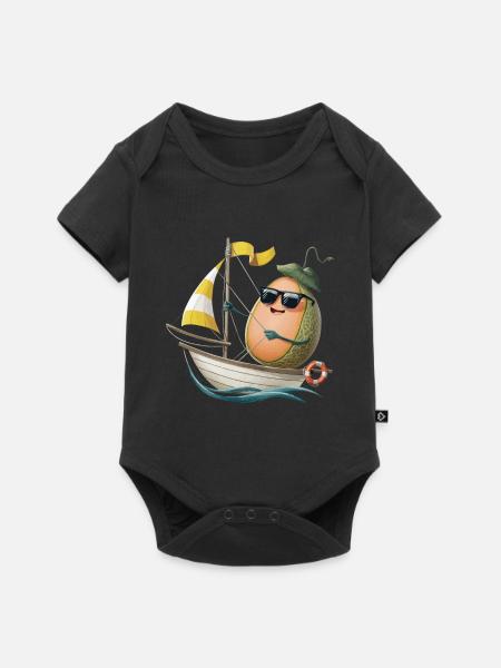Obstmelone Bootfahren Geschenk - Baby Premium Kurzarmbody - Schwarz
