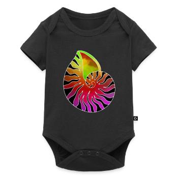 Muschel lila gruen schwarz - Baby Premium Kurzarmbody - Schwarz - Vorne