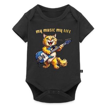 CAT GUITAR MY MUSIC MY LIFE - Baby Premium short-sleeve bodysuit - black - Front
