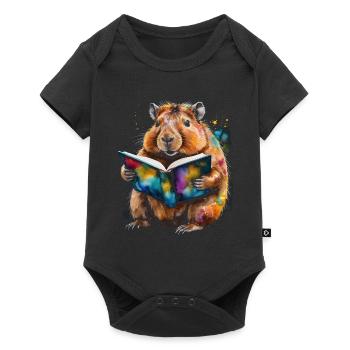 Capybara livre de lecture Capy coloré Animal Design Print - Body à manches courtes Premium Bébé - noir - Devant