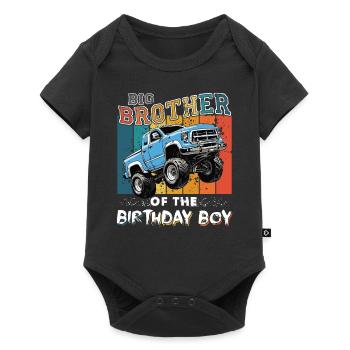 Grand frère du Monster Truck Birthday Boy - Body à manches courtes Premium Bébé - noir - Devant