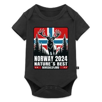 Norway 2024 Deer Moose Nature Romsdalsfjord - Baby Premium short-sleeve bodysuit - black - Front