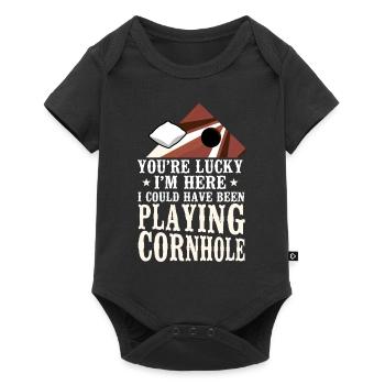 Joueur de sac de haricots de l’équipe Cornhole - Body à manches courtes Premium Bébé - noir - Devant