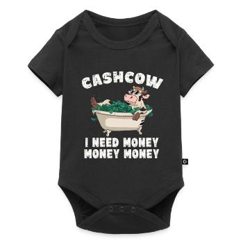 Cash Cow für einen Investor Anleger Sparer - Baby Premium Kurzarmbody - Schwarz - Vorne