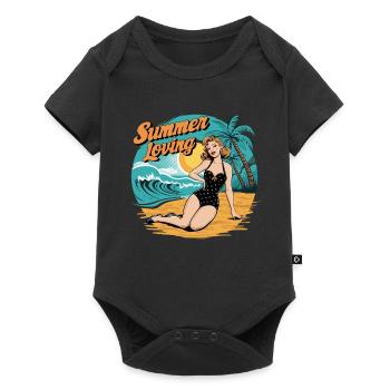 Retro Summer Loving Beach Vibes für einen - Baby Premium Kurzarmbody - Schwarz - Vorne