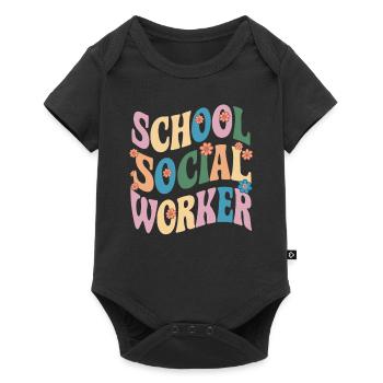 School Social Worker Floral Design - Baby Premium short-sleeve bodysuit - black - Front
