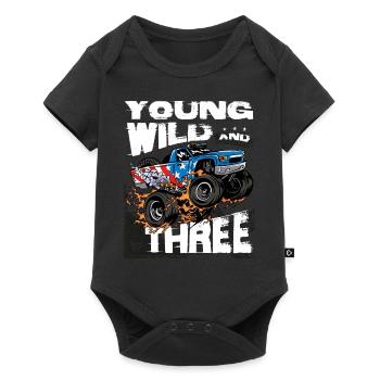 Monster Truck 3. Geburtstag Boy Party - Jung, - Baby Premium Kurzarmbody - Schwarz - Vorne
