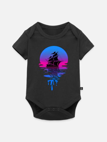 Sunset Pirate Ship - Baby Premium Kurzarmbody - Schwarz