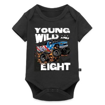 Young, Wild and 8th Birthday Boy Monster Truck - Baby Premium short-sleeve bodysuit - black - Front