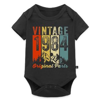 Vintage 1984 Original Parts Legend 40 Birthday - Baby Premium Kurzarmbody - Schwarz - Vorne