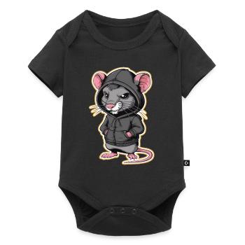 Cool Rat in a Stylish Hoodie - Funny Animals - Baby Premium short-sleeve bodysuit - black - Front