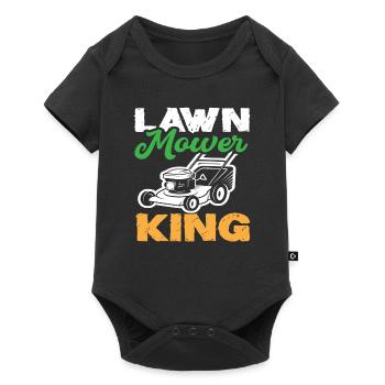 Landschaftsgärtner Rasen Mäher König - Baby Premium Kurzarmbody - Schwarz - Vorne