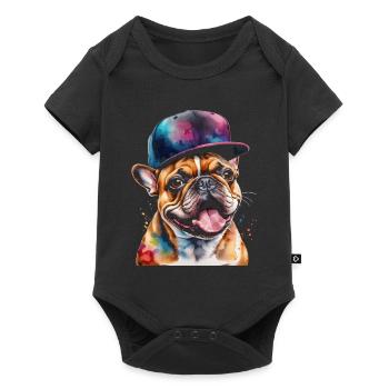 Bouledogue Français Snapback Cap Frenchie Dog - Body à manches courtes Premium Bébé - noir - Devant