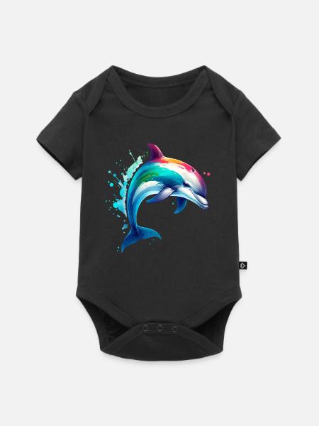 Delfin - Baby Premium Kurzarmbody - Schwarz