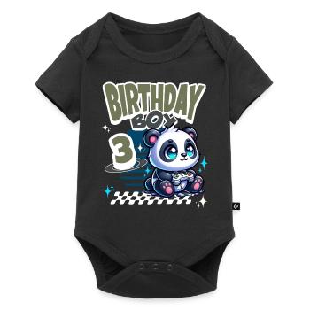 3rd Birthday Children's Birthday Gaming Panda - Baby Premium short-sleeve bodysuit - black - Front
