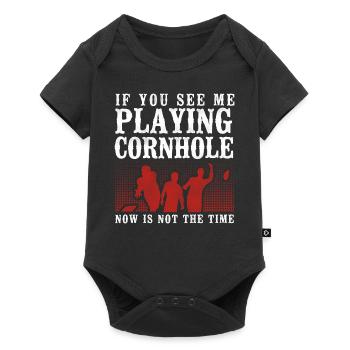 Joueur de sac de haricots de l’équipe Cornhole - Body à manches courtes Premium Bébé - noir - Devant