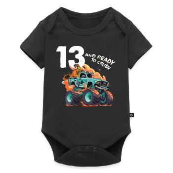 13 Year Old & Ready to Crush Monster Truck 13th - Baby Premium short-sleeve bodysuit - black - Front