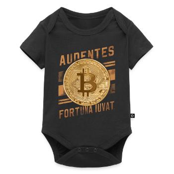 Bitcoin Audentes Fortuna Iuvat Crypto Digital - Baby Premium Kurzarmbody - Schwarz - Vorne