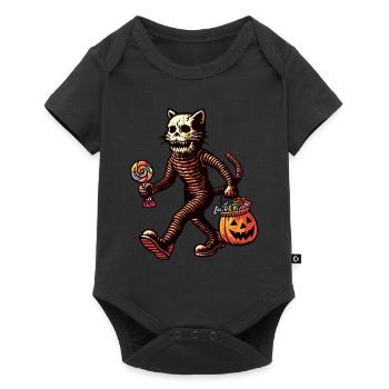 Chat zombie mort-vivant Halloween - Body à manches courtes Premium Bébé - noir - Devant