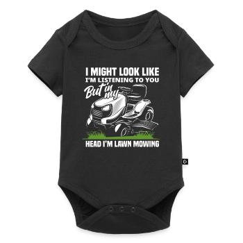 Landscaper Lawn Mower Thinking - Baby Premium short-sleeve bodysuit - black - Front