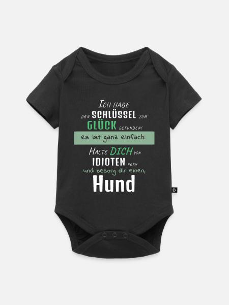 Hundesport Hundeliebe Sprüche Glück & Idioten - Baby Premium Kurzarmbody - Schwarz