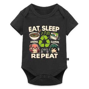 Cute Anime Eat Sleep Anime Repeat Manga - Baby Premium short-sleeve bodysuit - black - Front
