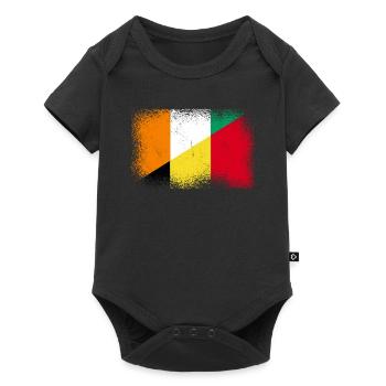Elfenbeinküste Belgien Fahne - Baby Premium Kurzarmbody - Schwarz - Vorne
