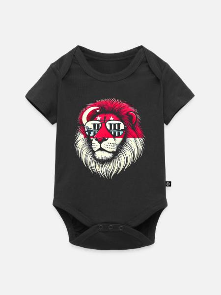 Singapore Löwe - Baby Premium Kurzarmbody - Schwarz