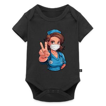 Lustige Krankenschwester mit Humor - Baby Premium Kurzarmbody - Schwarz - Vorne
