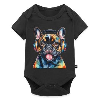 Bouledogue Français Casque Frenchie Dog - Body à manches courtes Premium Bébé - noir - Devant