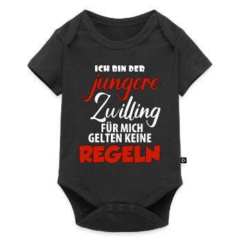 Ich bin der jüngere Zwilling für mich gelten keine - Baby Premium Kurzarmbody - Schwarz - Vorne