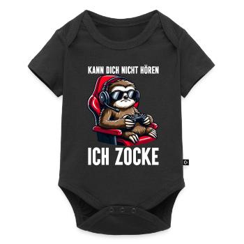 Ich Kann Dich Nicht Hören Ich Zocke Faultier - Baby Premium Kurzarmbody - Schwarz - Vorne