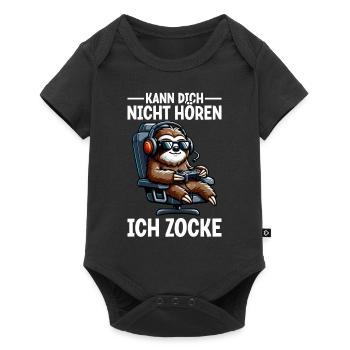 Ich Kann Dich Nicht Hören Ich Zocke Faultier - Baby Premium Kurzarmbody - Schwarz - Vorne