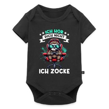 Ich Kann Dich Nicht Hören Ich Zocke Faultier - Baby Premium Kurzarmbody - Schwarz - Vorne