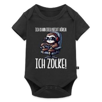 Ich Kann Dich Nicht Hören Ich Zocke Faultier - Baby Premium Kurzarmbody - Schwarz - Vorne