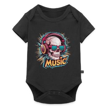 Coole Kopfhörer Musikliebhaber - Baby Premium Kurzarmbody - Schwarz - Vorne
