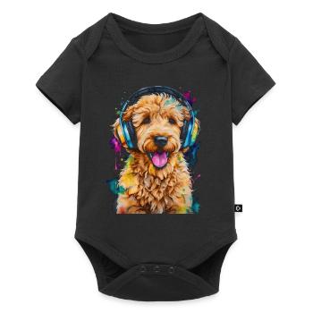 Goldendoodle Casque Chien Animal Design Imprimer - Body à manches courtes Premium Bébé - noir - Devant